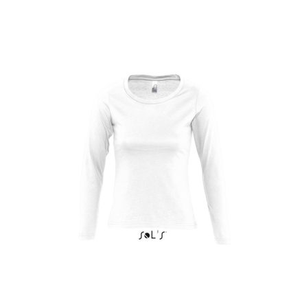 Női MAJESTIC környakas hosszú ujjú pamut póló, SOL'S SO11425, White-XL