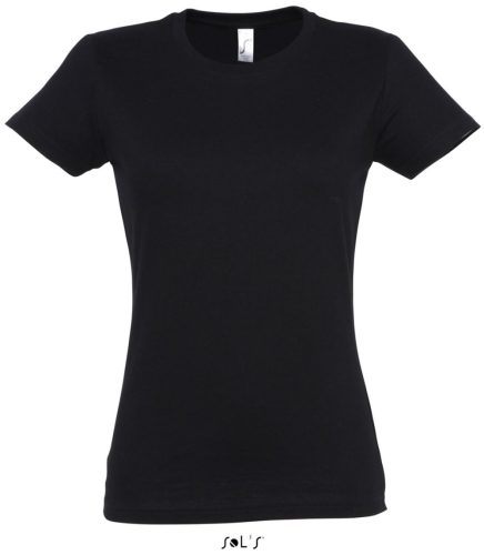 Női IMPERIAL környakú rövid ujjú pamut póló, SOL'S SO11502, Deep Black-2XL