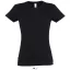 Női IMPERIAL környakú rövid ujjú pamut póló, SOL'S SO11502, Deep Black-2XL