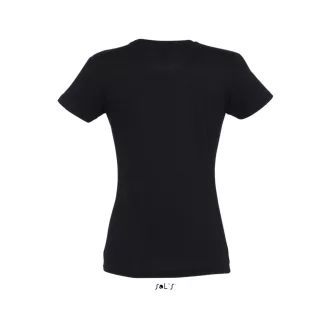   Női IMPERIAL környakú rövid ujjú pamut póló, SOL'S SO11502, Deep Black-2XL