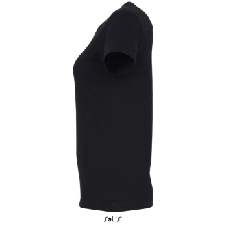   Női IMPERIAL környakú rövid ujjú pamut póló, SOL'S SO11502, Deep Black-2XL