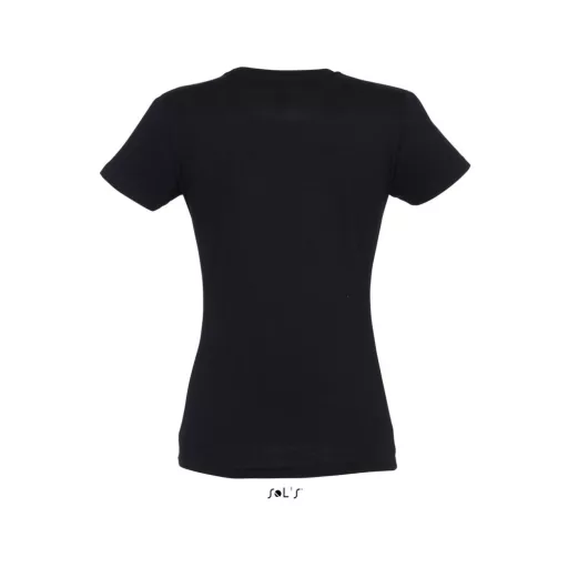 Női IMPERIAL környakú rövid ujjú pamut póló, SOL'S SO11502, Deep Black-S