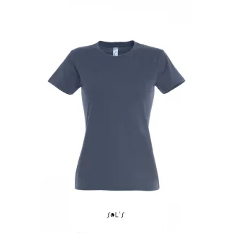   Női IMPERIAL környakú rövid ujjú pamut póló, SOL'S SO11502, Denim-S