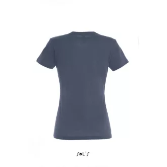   Női IMPERIAL környakú rövid ujjú pamut póló, SOL'S SO11502, Denim-S
