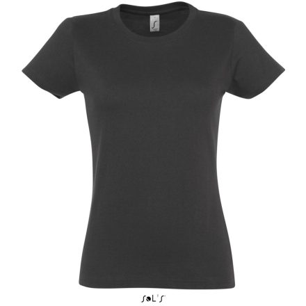 Női IMPERIAL környakú rövid ujjú pamut póló, SOL'S SO11502, Dark Grey-XL
