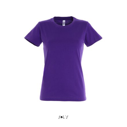 Női IMPERIAL környakú rövid ujjú pamut póló, SOL'S SO11502, Dark Purple-S