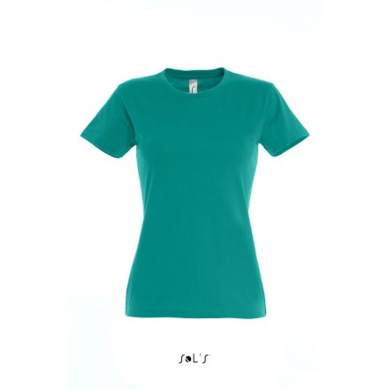 Női IMPERIAL környakú rövid ujjú pamut póló, SOL'S SO11502, Emerald-L
