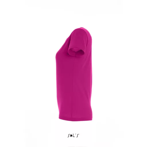 Női IMPERIAL környakú rövid ujjú pamut póló, SOL'S SO11502, Fuchsia-S