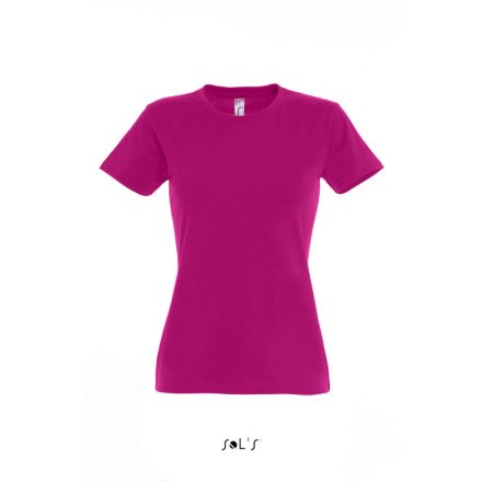 Női IMPERIAL környakú rövid ujjú pamut póló, SOL'S SO11502, Fuchsia-XL