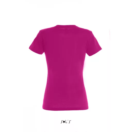 Női IMPERIAL környakú rövid ujjú pamut póló, SOL'S SO11502, Fuchsia-XL