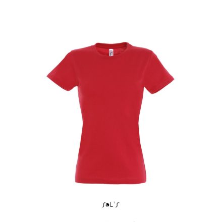 Női IMPERIAL környakú rövid ujjú pamut póló, SOL'S SO11502, Red-2XL
