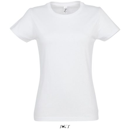 Női IMPERIAL környakú rövid ujjú pamut póló, SOL'S SO11502, White-2XL
