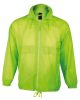 Uniszex vízálló, kapucnis széldzseki, SOL'S SO32000, Neon Lime-S