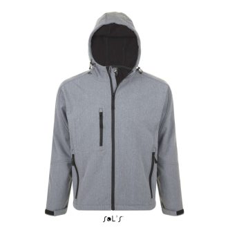   Férfi REPLAY kapucnis cipzáras softshell dzseki, SOL'S SO46602, Grey Melange-S