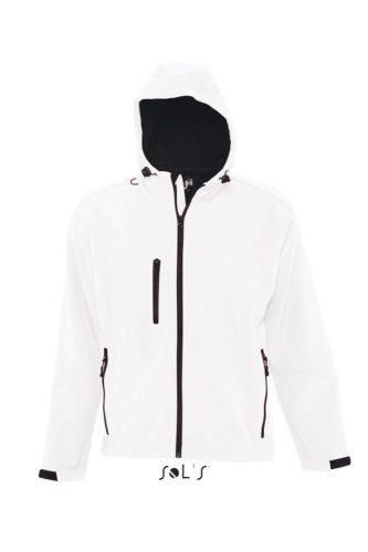 Férfi REPLAY kapucnis cipzáras softshell dzseki, SOL'S SO46602, White-S