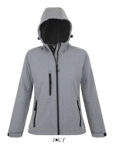 Női REPLAY kapucnis cipzáras softshell dzseki, SOL'S SO46802, Grey Melange-S