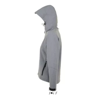   Női REPLAY kapucnis cipzáras softshell dzseki, SOL'S SO46802, Grey Melange-S