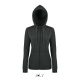Női cipzáras kapucnis pulóver, SOL'S SO47900, Charcoal Melange-XL