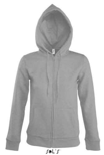 Női cipzáras kapucnis pulóver, SOL'S SO47900, Grey Melange-S