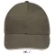 Uniszex vastag 6 paneles pamut baseball sapka, SOL'S SO88100, Army/Beige-U
