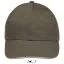 Uniszex vastag 6 paneles pamut baseball sapka, SOL'S SO88100, Army/Beige-U