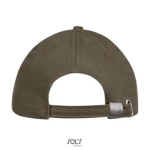Uniszex vastag 6 paneles pamut baseball sapka, SOL'S SO88100, Army/Beige-U
