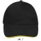 Uniszex vastag 6 paneles pamut baseball sapka, SOL'S SO88100, Black/Gold-U