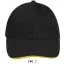 Uniszex vastag 6 paneles pamut baseball sapka, SOL'S SO88100, Black/Gold-U