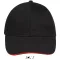 Uniszex vastag 6 paneles pamut baseball sapka, SOL'S SO88100, Black/Red-U