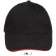 Uniszex vastag 6 paneles pamut baseball sapka, SOL'S SO88100, Black/Red-U