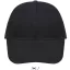 Uniszex vastag 6 paneles pamut baseball sapka, SOL'S SO88100, Black-U