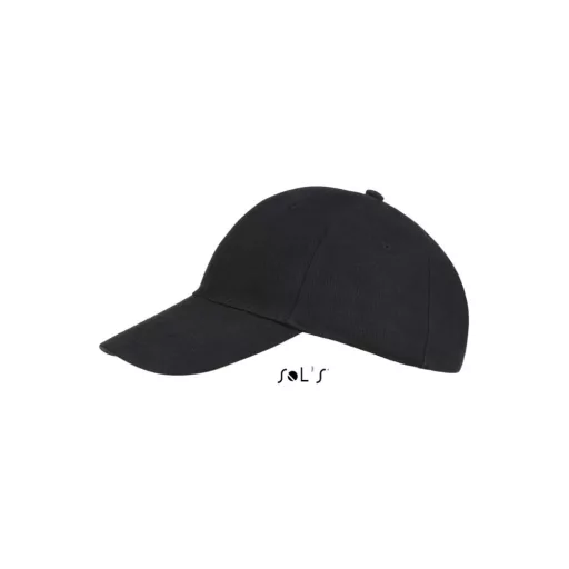 Uniszex vastag 6 paneles pamut baseball sapka, SOL'S SO88100, Black-U