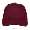 Uniszex vastag 6 paneles pamut baseball sapka, SOL'S SO88100, Burgundy-U