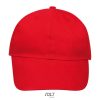 Uniszex vastag 6 paneles pamut baseball sapka, SOL'S SO88100, Red-U