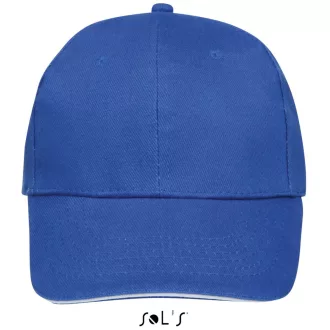   Uniszex vastag 6 paneles pamut baseball sapka, SOL'S SO88100, Royal Blue/White-U