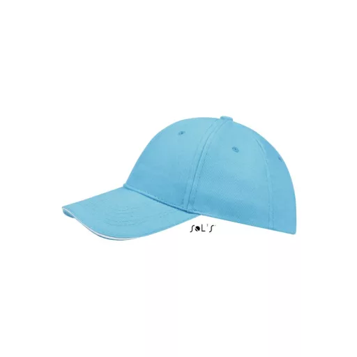Uniszex vastag 6 paneles pamut baseball sapka, SOL'S SO88100, Turquoise/White-U