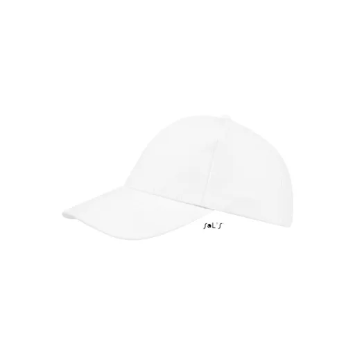 Uniszex vastag 6 paneles pamut baseball sapka, SOL'S SO88100, White-U