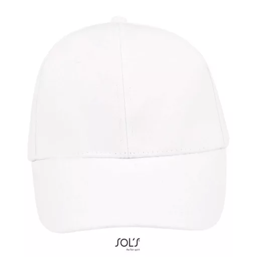 Uniszex vastag 6 paneles pamut baseball sapka, SOL'S SO88100, White-U