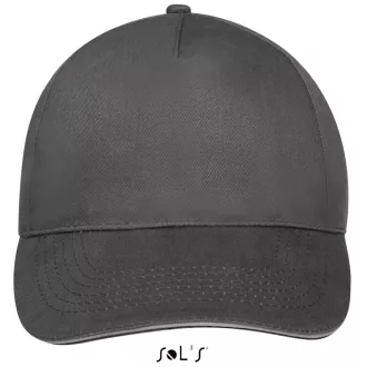   Uniszex tépőzáras 5 paneles pamut baseball sapka, SOL'S SO88110, Dark Grey/Light Grey-U