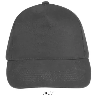   Uniszex tépőzáras 5 paneles pamut baseball sapka, SOL'S SO88110, Dark Grey-U