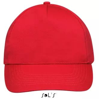   Uniszex tépőzáras 5 paneles pamut baseball sapka, SOL'S SO88110, Red-U
