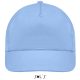 Uniszex tépőzáras 5 paneles pamut baseball sapka, SOL'S SO88110, Sky Blue-U