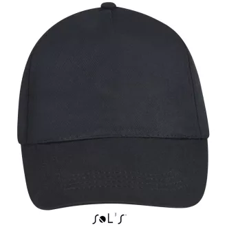   Uniszex 5 paneles tépőzáras pamut baseball sapka, SOL'S SO88119, Black-U