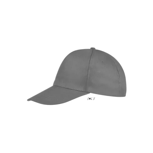 Uniszex 5 paneles tépőzáras pamut baseball sapka, SOL'S SO88119, Dark Grey-U