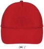Uniszex 5 paneles tépőzáras pamut baseball sapka, SOL'S SO88119, Red-U