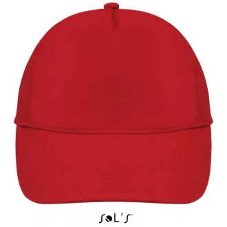   Uniszex 5 paneles tépőzáras pamut baseball sapka, SOL'S SO88119, Red-U