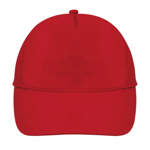 Uniszex 5 paneles tépőzáras pamut baseball sapka, SOL'S SO88119, Red-U