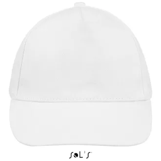   Uniszex 5 paneles tépőzáras pamut baseball sapka, SOL'S SO88119, White-U