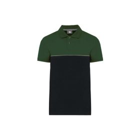   WK210 kétszinű, környezetbarát rövid ujjú galléros póló Designed To Work, Black/Forest Green-XS