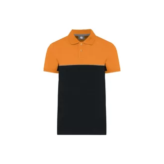   WK210 kétszinű, környezetbarát rövid ujjú galléros póló Designed To Work, Black/Orange-XS
